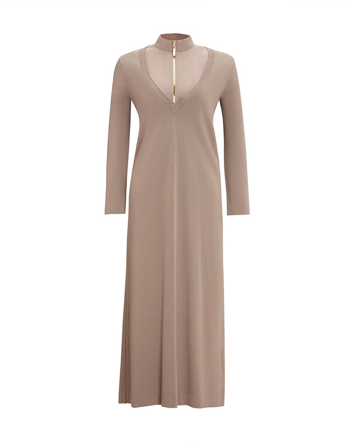  T25Y-0010 Zipper Collar Knitwear Dress - 4