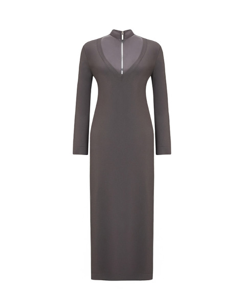  T25Y-0010 Zipper Collar Knitwear Dress - 10