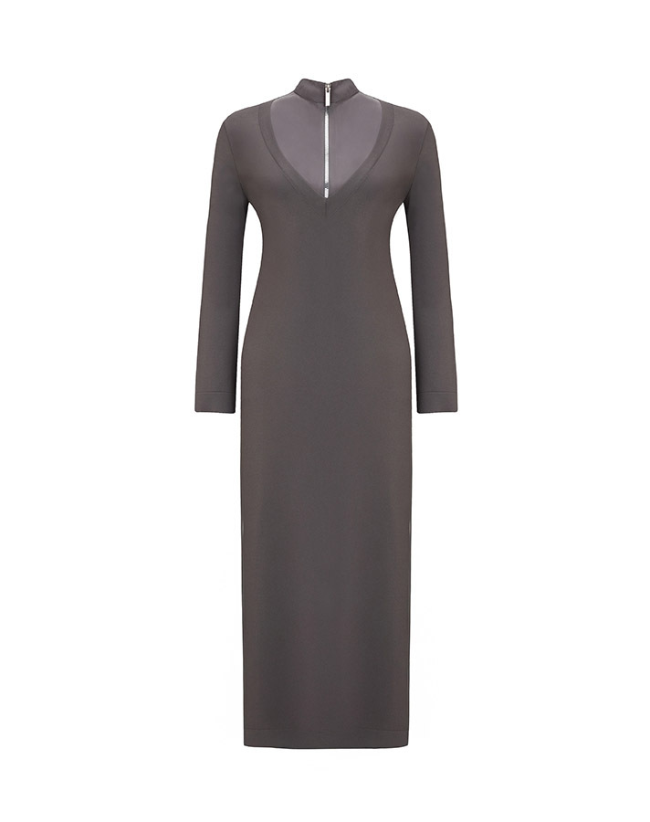  T25Y-0010 Zipper Collar Knitwear Dress - 10