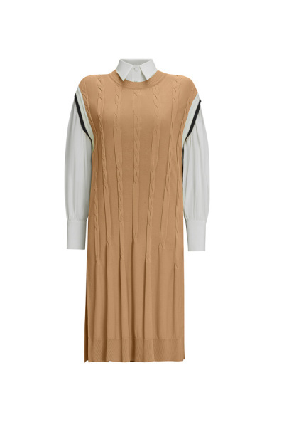 Saç Örgüsü Camel Süveter 