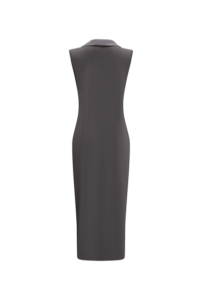 T25Y-1002 Cupro Yaka Düğmeli Şık Yelek 1318-ANTHRACITE - 11