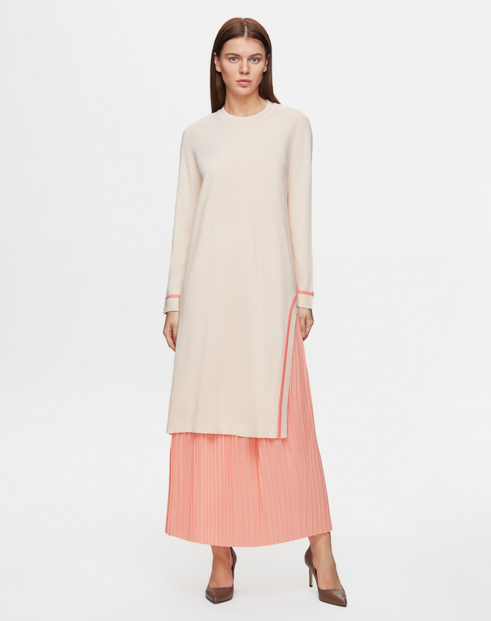 T25Y-2001 Solid Color Pleated Chiffon Skirt - 1