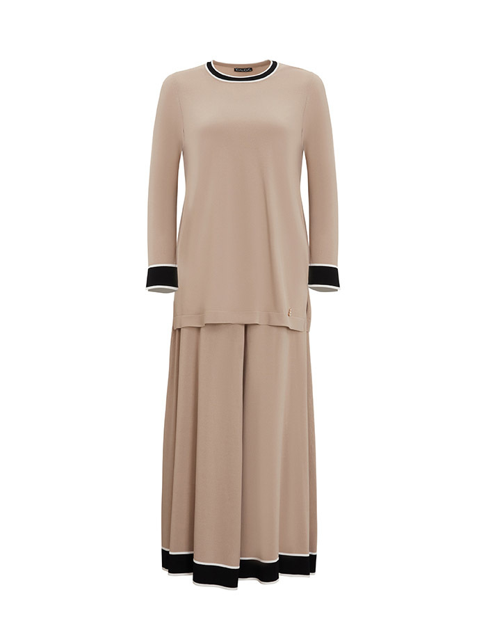 T25Y-2005 Knitwear Flared Skirt with Color Stripes - 7