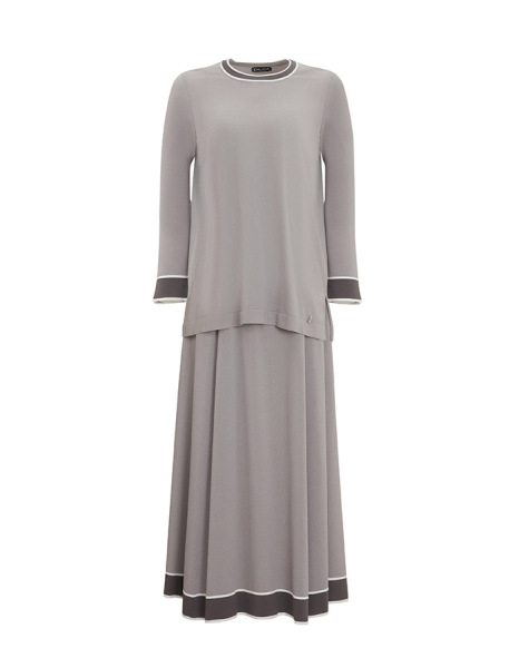 T25Y-2005 Knitwear Flared Skirt with Color Stripes - 9