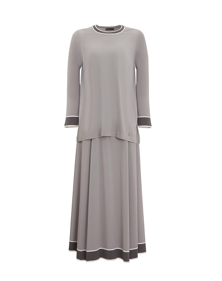 T25Y-2005 Knitwear Flared Skirt with Color Stripes - 9