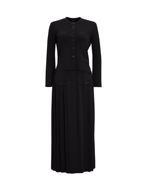 T25Y-2006 Buttoned Front Pocket Flap Knitwear Flared Skirt - 11