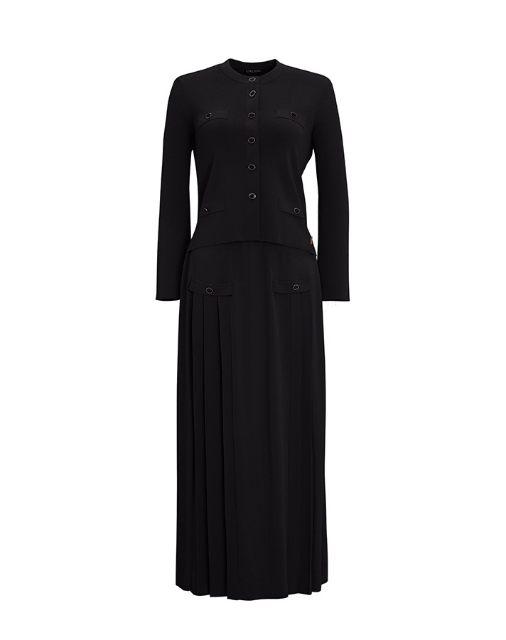 T25Y-2006 Buttoned Front Pocket Flap Knitwear Flared Skirt - 11
