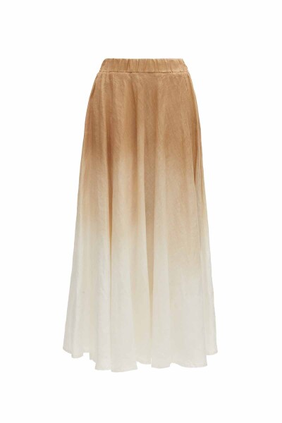 Batik Patterned Flared Linen Skirt - 3