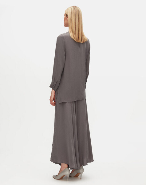 Verev Kesim Cupro Kloş Antrasit Etek - 2