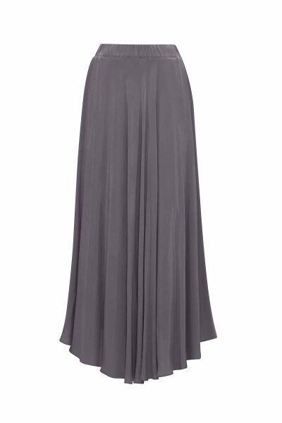 Verev Kesim Cupro Kloş Antrasit Etek - 4