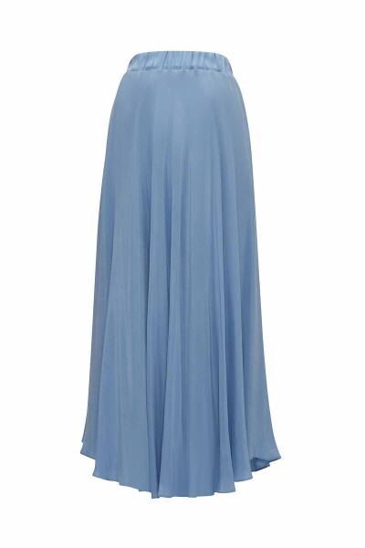 Verev Kesim Cupro Kloş Mavi Etek - 1