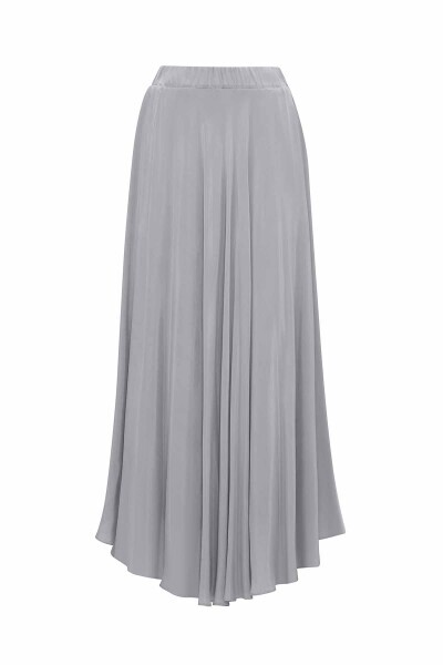 Verev Kesim Cupro Kloş Gri Etek - 2