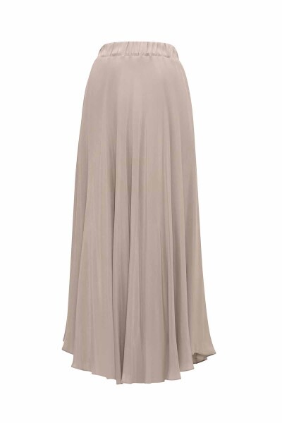 Verev Kesim Cupro Kloş Taş Rengi Etek - 2