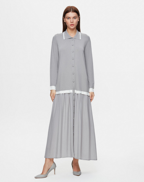  T25Y-4002 Cupro-Knitwear Shirt Dress - 1