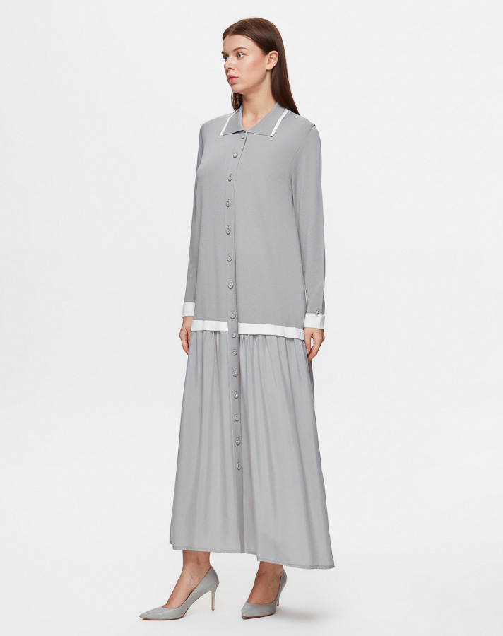  T25Y-4002 Cupro-Knitwear Shirt Dress - 2
