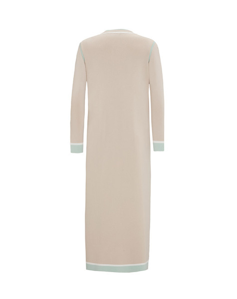 Renk Detaylı Kolsuz Triko Sand Elbise - 2