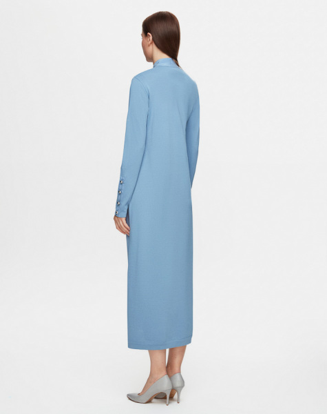 T25Y-4023 High Collar Button Detailed Dress - 3
