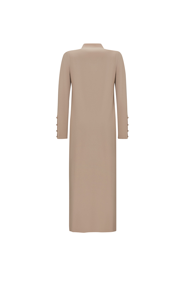 T25Y-4023 High Collar Button Detailed Dress - 5
