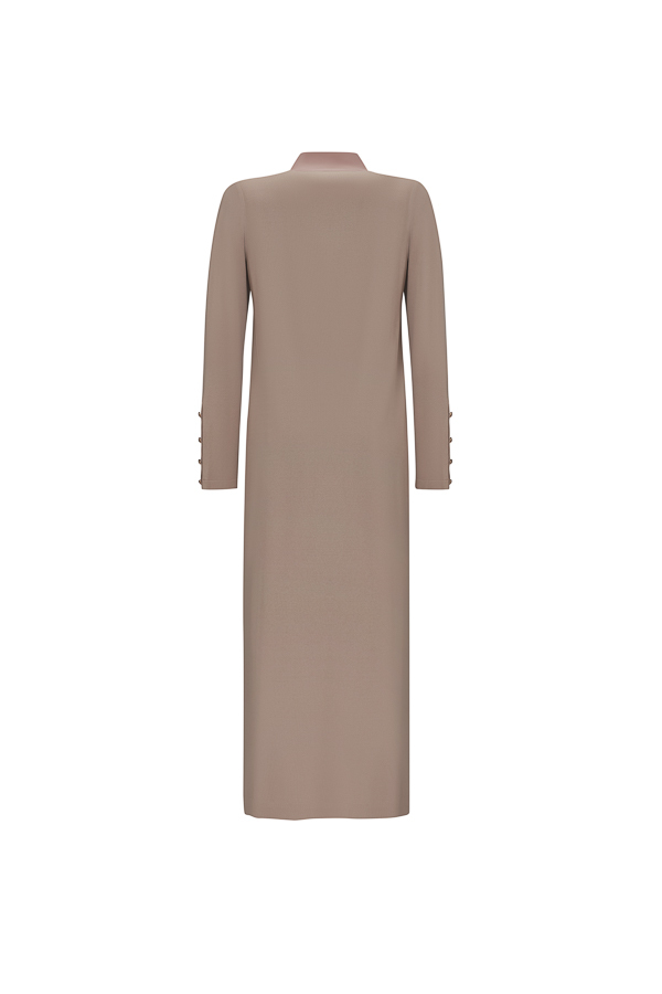 T25Y-4023 High Collar Button Detailed Dress - 7