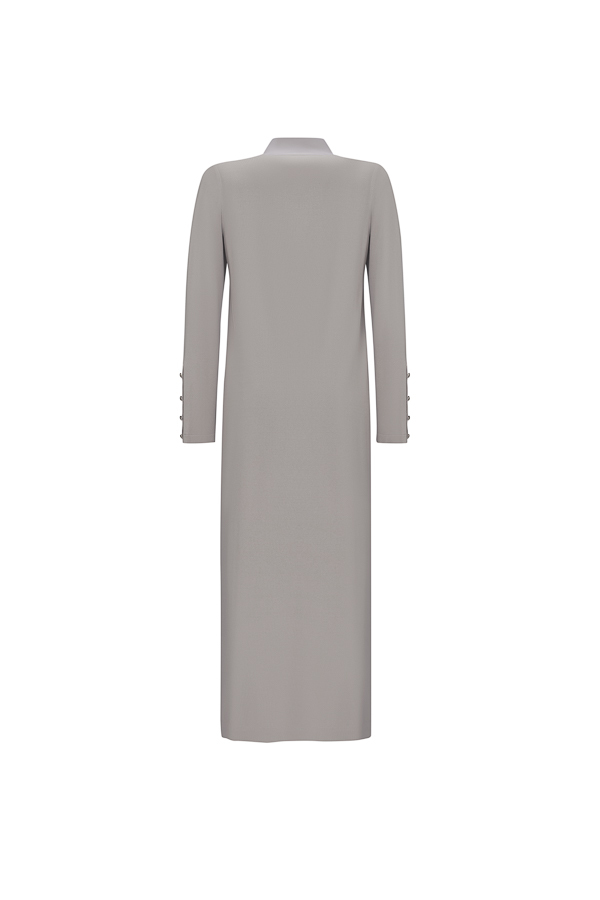 T25Y-4023 High Collar Button Detailed Dress - 9