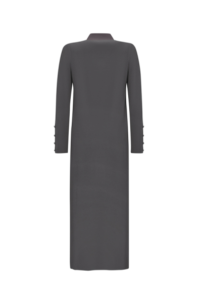 T25Y-4023 High Collar Button Detailed Dress - 11