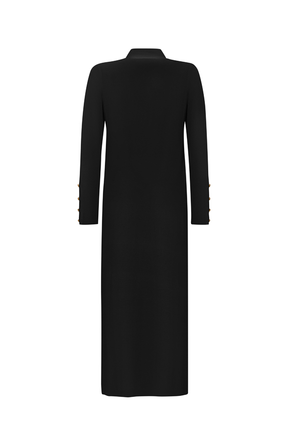 T25Y-4023 High Collar Button Detailed Dress - 13