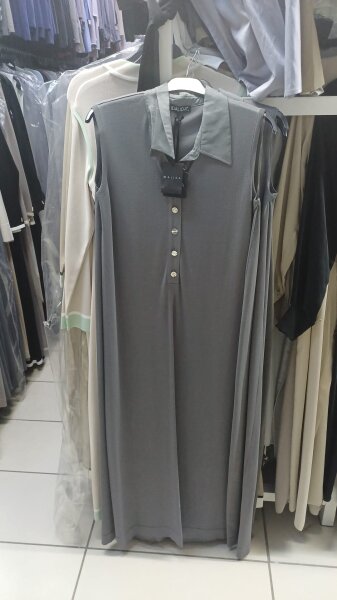 Gömlek Yaka Düğmeli Kolsuz Antrasit Elbise - Miss Dalida (1)