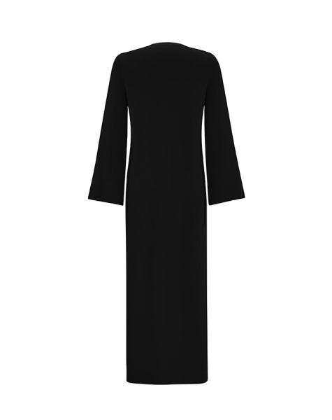 Düz Renk Basic Triko Siyah Elbise - 2