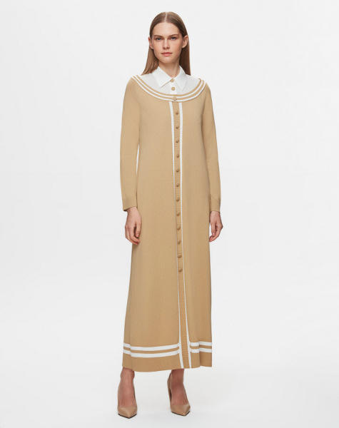 T25Y-4038 Poplin Shirt Collar Detailed Knitwear Dress - 3