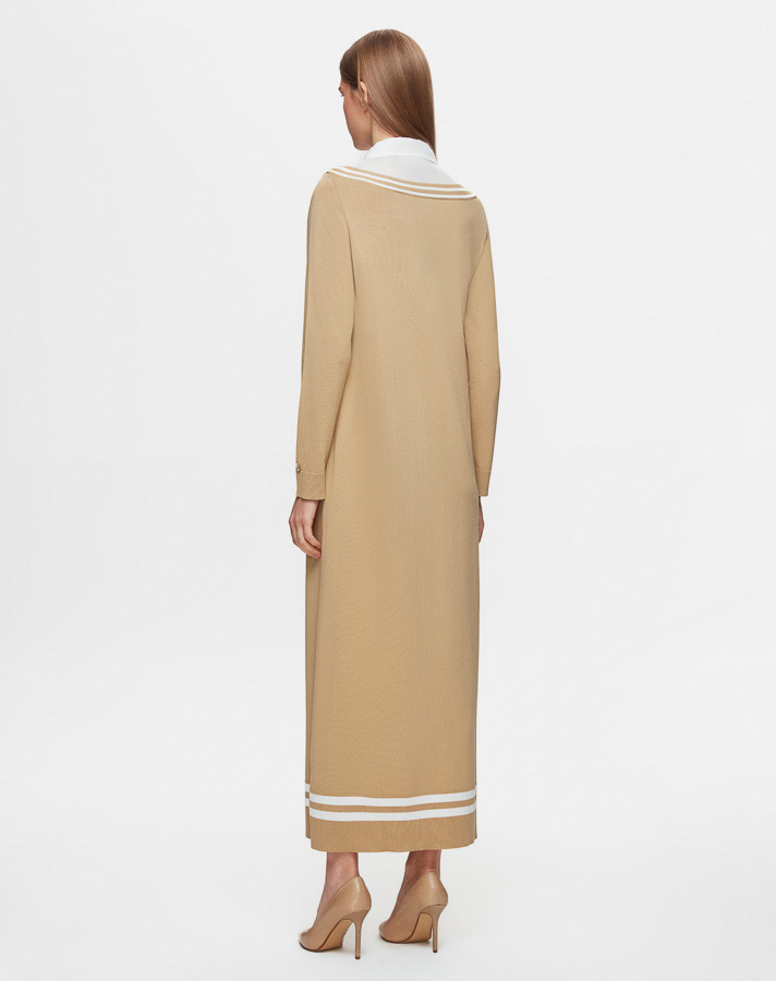 T25Y-4038 Poplin Shirt Collar Detailed Knitwear Dress - 4