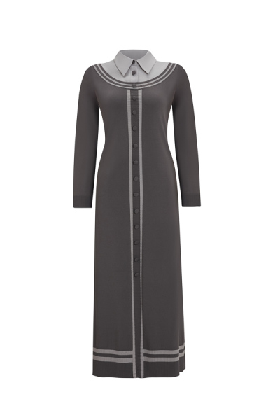 T25Y-4038 Poplin Shirt Collar Detailed Knitwear Dress - 11