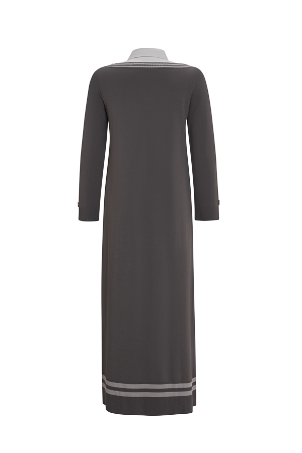 T25Y-4038 Poplin Shirt Collar Detailed Knitwear Dress - 12