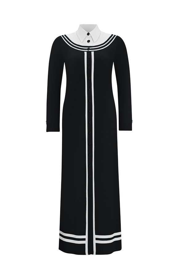 T25Y-4038 Poplin Shirt Collar Detailed Knitwear Dress - 13