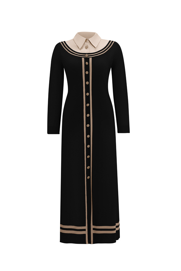 T25Y-4038 Poplin Shirt Collar Detailed Knitwear Dress - 15