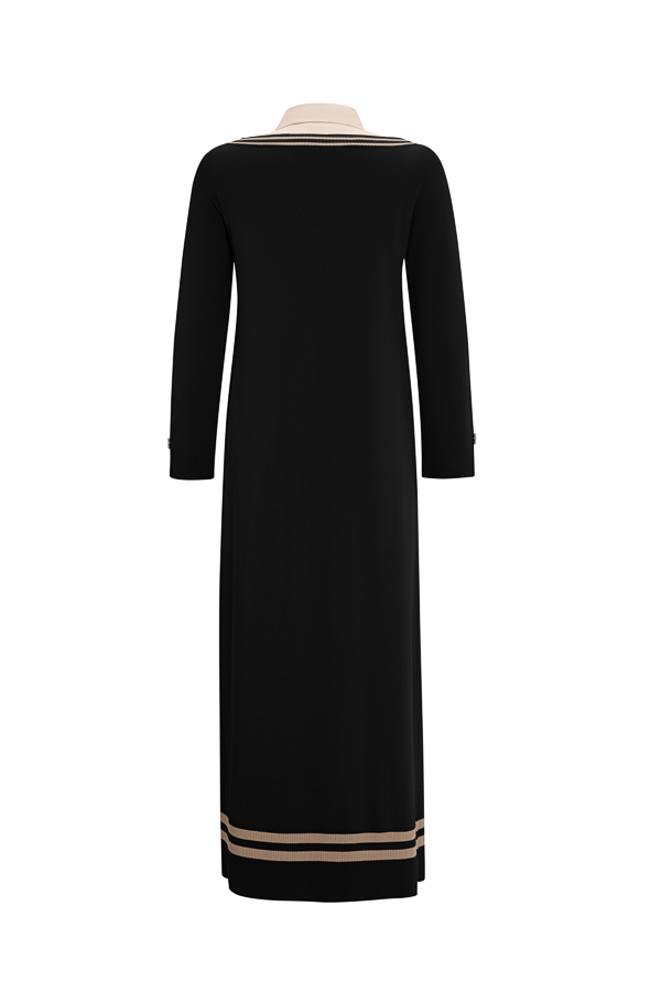 T25Y-4038 Poplin Shirt Collar Detailed Knitwear Dress - 16
