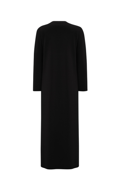 Çiçek Broşlu Triko Siyah Elbise - 2