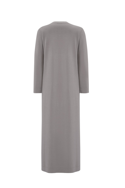 Çiçek Broşlu Triko Gri Elbise - Miss Dalida (1)