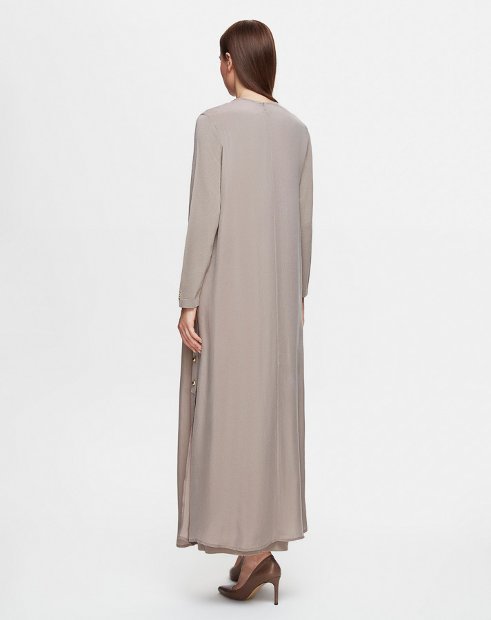 T25Y-4052 Cupro Dress with Buttons on the Sides - 3
