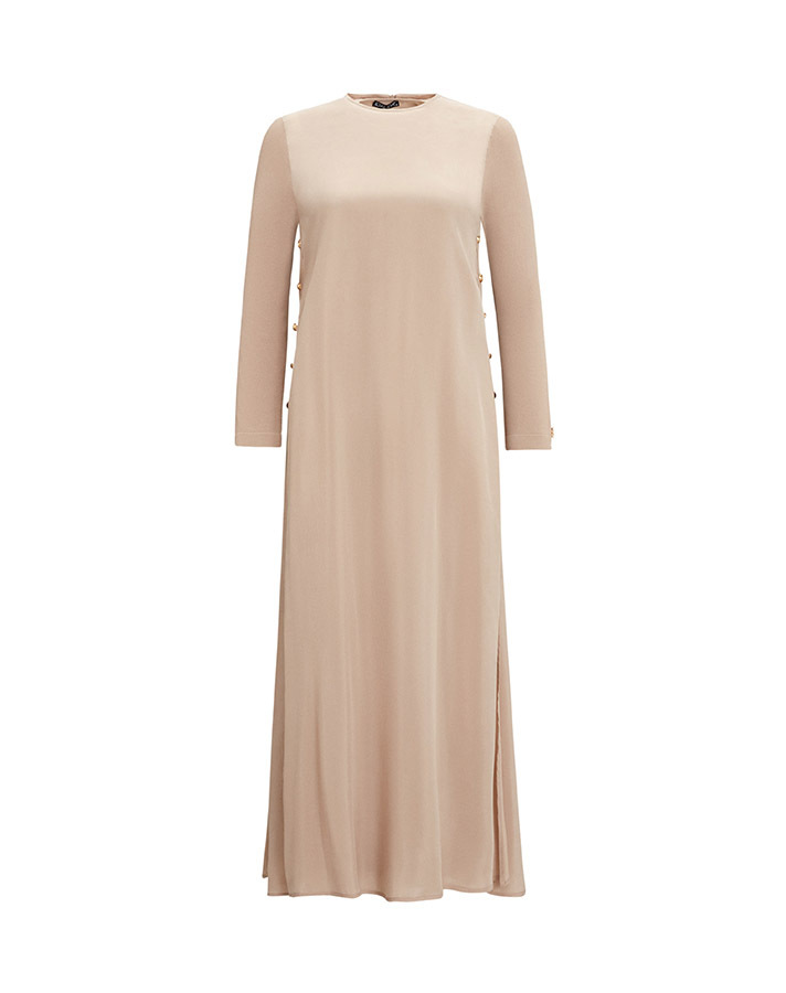 T25Y-4052 Cupro Dress with Buttons on the Sides - 4