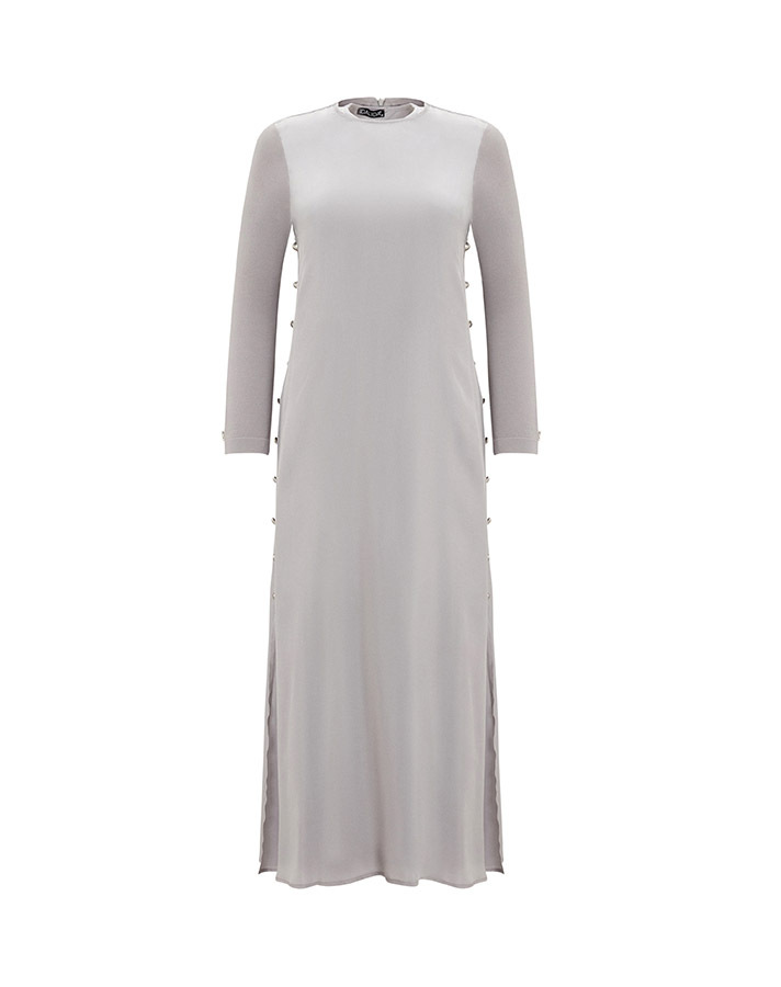 T25Y-4052 Cupro Dress with Buttons on the Sides - 8