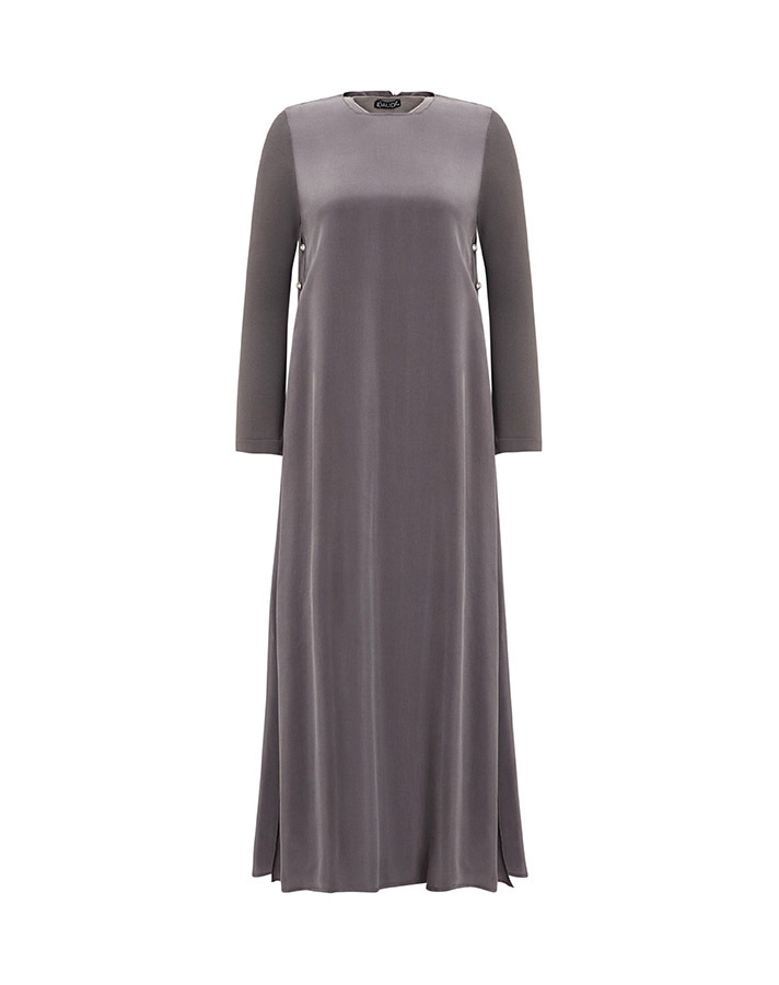 T25Y-4052 Cupro Dress with Buttons on the Sides - 10
