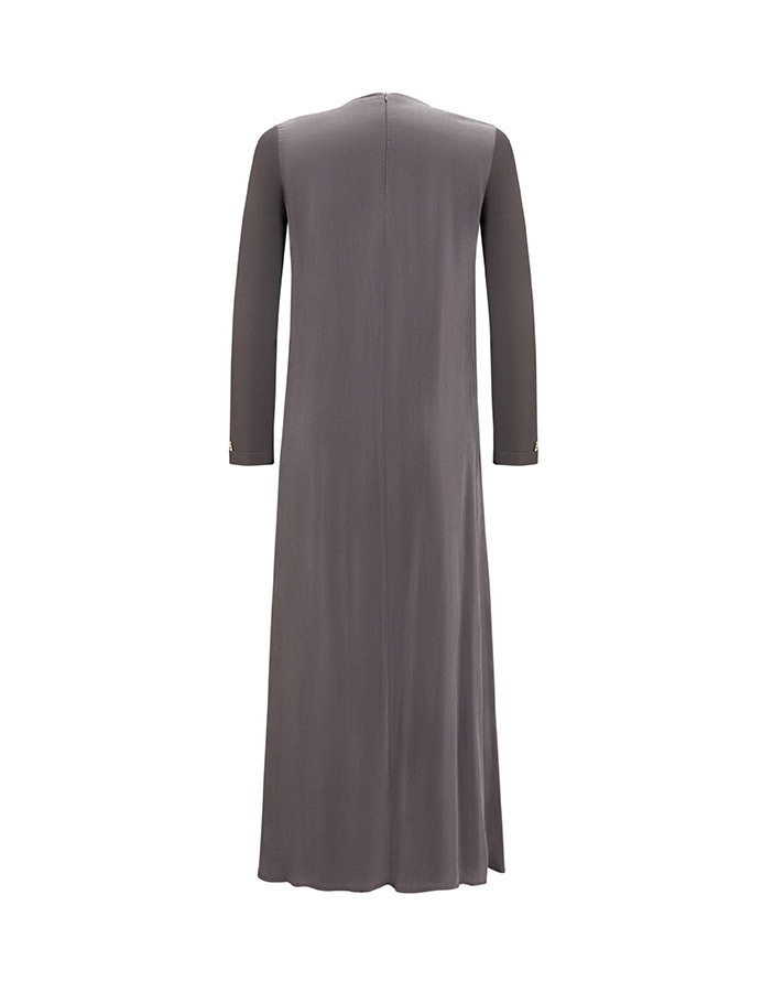 T25Y-4052 Cupro Dress with Buttons on the Sides - 11