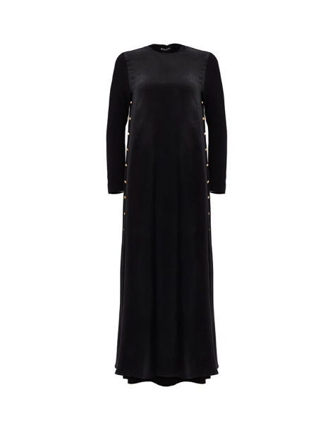 T25Y-4052 Cupro Dress with Buttons on the Sides - 13