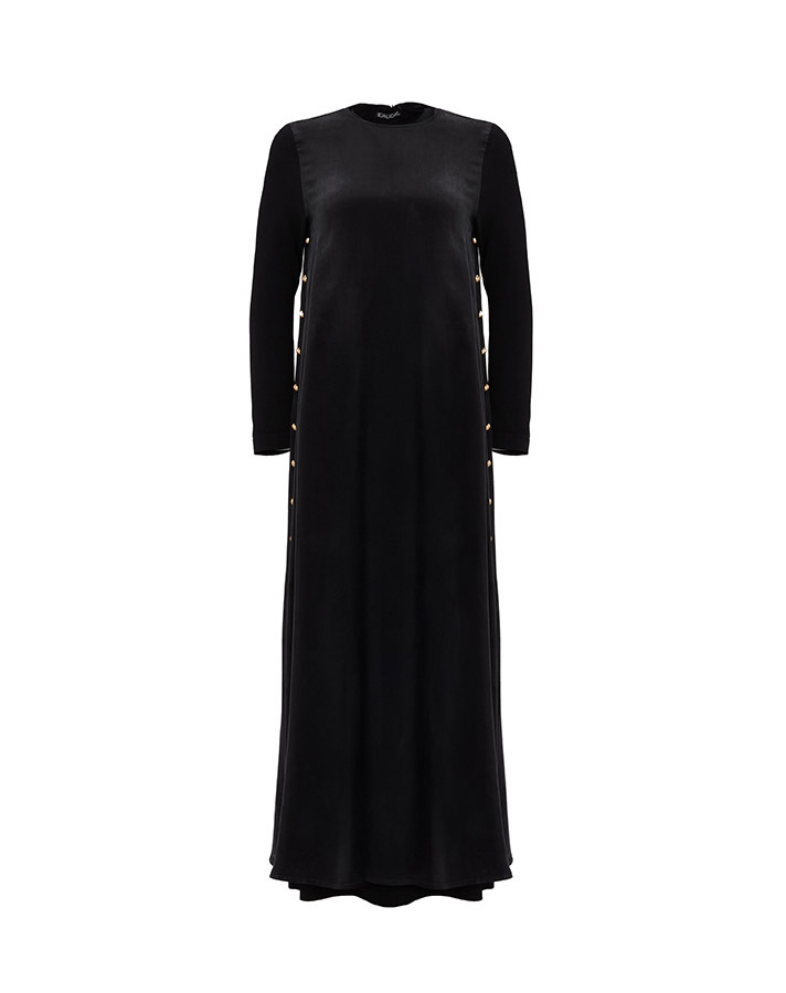 T25Y-4052 Cupro Dress with Buttons on the Sides - 13