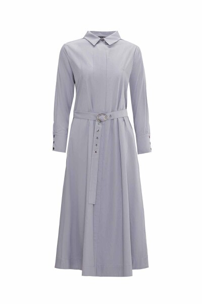 Gizli Patlı Kemerli Gri Elbise 