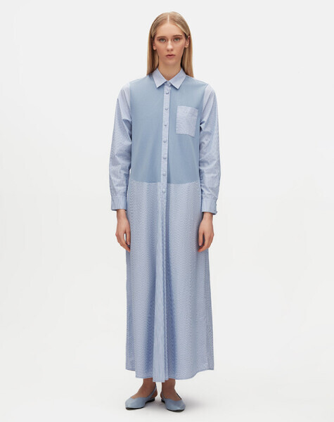Tek Cepli Triko Poplin Lavender Elbise 