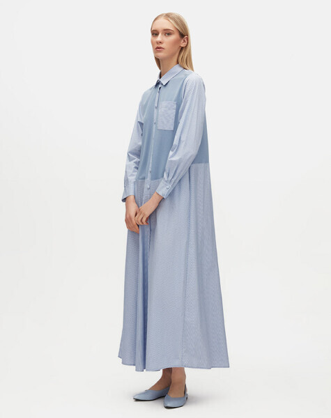 Tek Cepli Triko Poplin Lavender Elbise - 2