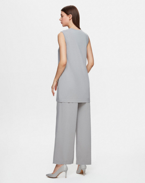 Basic Kolsuz Triko Gri Tunik - Miss Dalida (1)