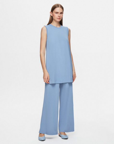 Basic Kolsuz Triko Mavi Tunik 