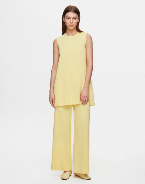 Basic Kolsuz Triko Sarı Tunik - 1